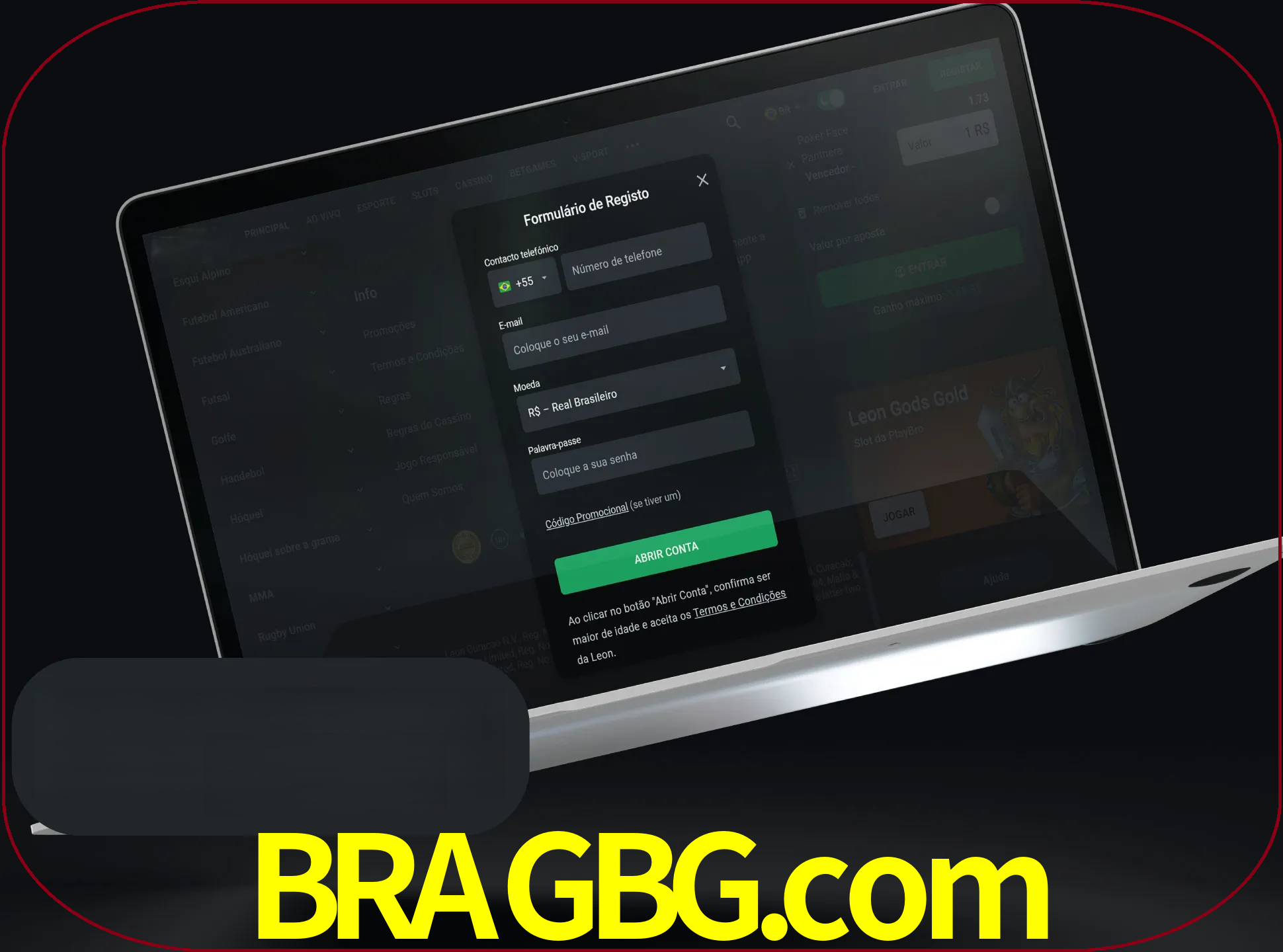 Abra o site da LeonBet e crie sua própria conta.