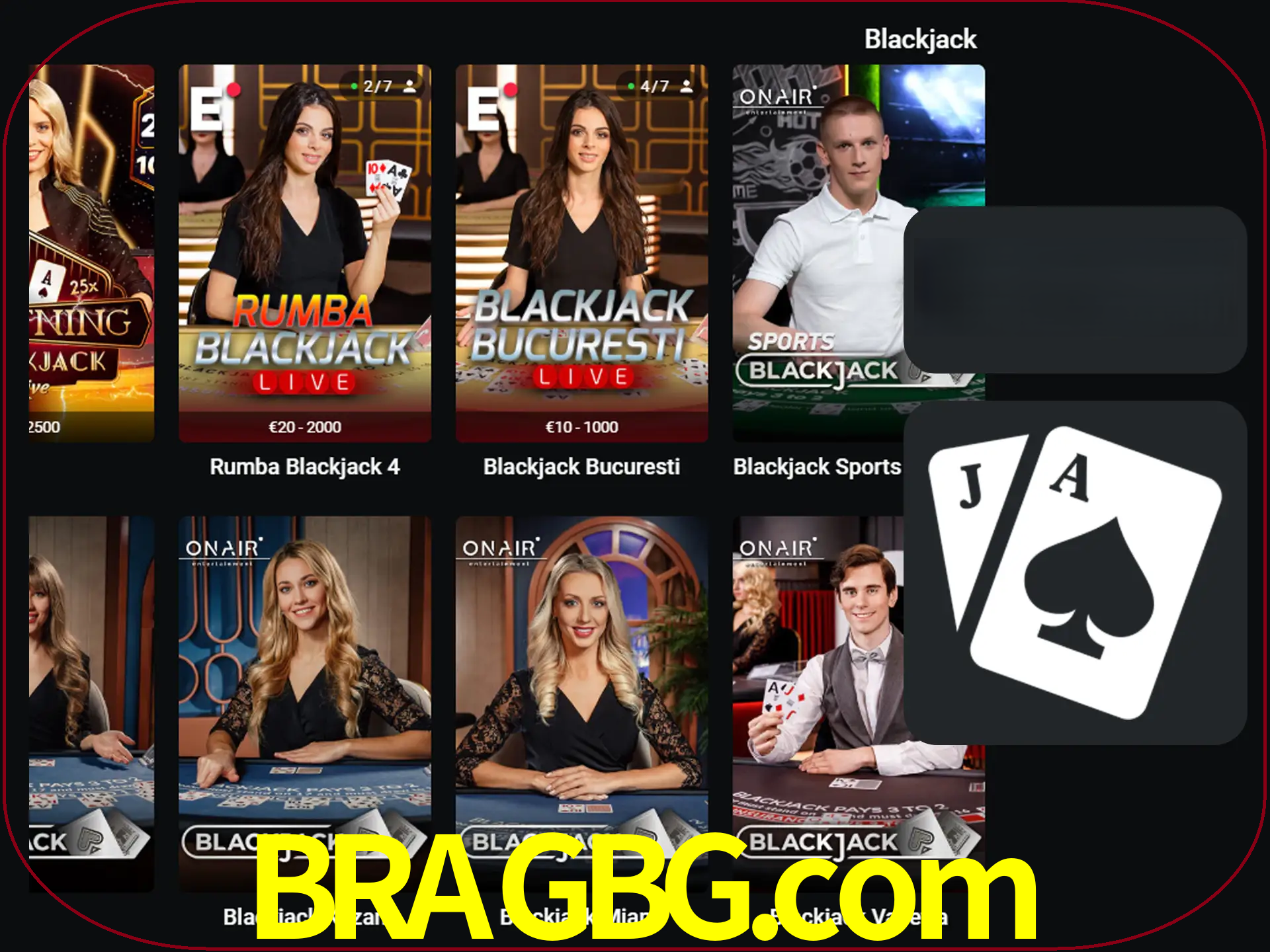 Escolha uma mesa completa de jogadores de blackjack.